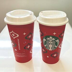 Starbucks Limited Edition 2023 Holiday Reusable Travel Cups 16oz set of 2